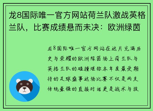 龙8国际唯一官方网站荷兰队激战英格兰队，比赛成绩悬而未决：欧洲绿茵场的巅峰对决