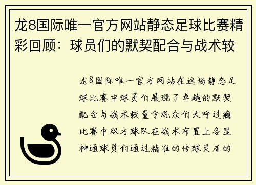 龙8国际唯一官方网站静态足球比赛精彩回顾：球员们的默契配合与战术较量
